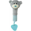 PLYŠ Baby pískací chrastítko s kousátkem Medvídek šedý pro miminko PLYŠ Baby pískací chrastítko s kousátkem Medvídek šedý pro miminko
