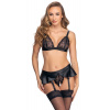 Cottelli Delicate Lace Wireless Bra & Crotchless Suspender Set 2215675 - XL Cottelli Delicate Lace Wireless Bra & Crotchless Suspender Set 2215675 - XL