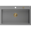 Mexen Elix žulový kuchynský drez, 1-komorový 800 x 500 mm, sivý, sifón zlatý - 6527801005-71-G Mexen Elix žulový kuchynský drez, 1-komorový 800 x 500 mm, sivý, sifón zlatý - 6527801005-71-G