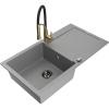Mexen Leo granitový drez 1-komorový s odkvapkávačom a kuchynskou batériou Aster, sivý - 6501-71-73450-57-B Mexen Leo granitový drez 1-komorový s odkvapkávačom a kuchynskou batériou Aster, sivý - 6501-71-73450-57-B
