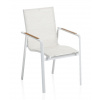 Kettler DIAMOND stohovatelné, hliníkové křeslo s teakovými područkami - bílá / krémová Kettler DIAMOND stohovatelné, hliníkové křeslo s teakovými područkami - bílá / krémová