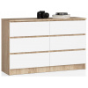 Ak furniture Komoda Kuba 120 cm 6 zásuviek dub sonoma/biela Ak furniture Komoda Kuba 120 cm 6 zásuviek dub sonoma/biela