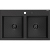 Mexen Hektor, 2-komorový granitový drez 800x480x205 mm, čierna-strieborná metalíza, grafitový sifón, 6521802000-73-B Mexen Hektor, 2-komorový granitový drez 800x480x205 mm, čierna-strieborná metalíza, grafitový sifón, 6521802000-73-B