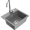 Mexen Milo, 1-komorový granitový drez 43,5x41 cm a kuchynská batéria Telma, šedá, 6505-71-670200-00 Mexen Milo, 1-komorový granitový drez 43,5x41 cm a kuchynská batéria Telma, šedá, 6505-71-670200-00