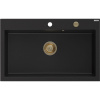 Mexen Elix granitový drez 1-komorový 800 x 500 mm, čierny, sifón zlatý - 6527801005-77-G Mexen Elix granitový drez 1-komorový 800 x 500 mm, čierny, sifón zlatý - 6527801005-77-G