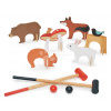 Drevená sada na kroket Woodland Indoor Croquet Set Tender Leaf Toys 2 palice s loptičkami a 6 bránok v tvare zvieratiek v plátenej taške Drevená sada na kroket Woodland Indoor Croquet Set Tender Leaf Toys 2 palice s loptičkami a 6 bránok v tvare zvieratiek v plátenej taške