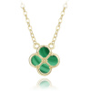 MINET Pozlátený strieborný náhrdelník štvorlístok s malachitom MINET Pozlátený strieborný náhrdelník štvorlístok s malachitom