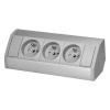 Povrchová zásuvka ORNO OR-GM-9001/G, rohové púzdro, 3x zásuvka, farba strieborná Povrchová zásuvka ORNO OR-GM-9001/G, rohové púzdro, 3x zásuvka, farba strieborná