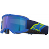 okuliare VISION 5 CORP, ALPINESTARS (modrá/žltá fluo/čierna, zrkadlové modré ple okuliare VISION 5 CORP, ALPINESTARS (modrá/žltá fluo/čierna, zrkadlové modré ple