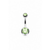 Titánový piercing do pupku s farebnými zirkónmi Merey Farba: zelená, Dĺžka / priemer: 8 mm, Veľkosť koncovky: 5 & 8 mm Titánový piercing do pupku s farebnými zirkónmi Merey Farba: zelená, Dĺžka / priemer: 8 mm, Veľkosť koncovky: 5 & 8 mm