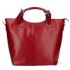 Diva Velká kožená dámská shopper kabelka červená Diva Velká kožená dámská shopper kabelka červená