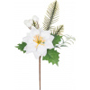 Vetvička MagicHome Vianoce, s kvetom poinsettia, biela, 24 cm Vetvička MagicHome Vianoce, s kvetom poinsettia, biela, 24 cm