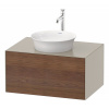 DURAVIT White Tulip závesná skrinka pod umývadlo na dosku, 1 zásuvka, 800 x 550 x 408 mm, americký orech masív/taupe matná, WT497507760 DURAVIT White Tulip závesná skrinka pod umývadlo na dosku, 1 zásuvka, 800 x 550 x 408 mm, americký orech masív/taupe matná, WT497507760