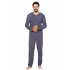 Teplé pánske froté pyžamo jednofarebné modrá L Grafit Teplé pánske froté pyžamo jednofarebné modrá L Grafit