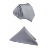 Úzky kravata Tissino Grey Polyester (Sada kravaty a vreckovej štvorcovej vreckovky set sivou šedou farbou) Úzky kravata Tissino Grey Polyester (Sada kravaty a vreckovej štvorcovej vreckovky set sivou šedou farbou)