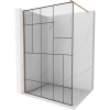 Mexen Kioto, sprchová zástena Walk-In 130 x 200 cm, 8mm číre sklo čierny vzor, medený matný profil, 800-130-101-65-78 Mexen Kioto, sprchová zástena Walk-In 130 x 200 cm, 8mm číre sklo čierny vzor, medený matný profil, 800-130-101-65-78