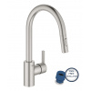 Grohe Feel Drezová batéria s výsuvnou spŕškou, supersteel 31486DC1-GR Grohe Feel Drezová batéria s výsuvnou spŕškou, supersteel 31486DC1-GR