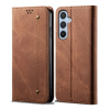 Peňaženkové kožené puzdro Denim Texture na Samsung Galaxy A56 5G - Hnedá Peňaženkové kožené puzdro Denim Texture na Samsung Galaxy A56 5G - Hnedá