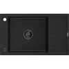 Mexen Elias žulový drez s jednou komorou a odkvapkávačom 795 x 480 mm, čierny, čierny sifón - 6511791005-77-B Mexen Elias žulový drez s jednou komorou a odkvapkávačom 795 x 480 mm, čierny, čierny sifón - 6511791005-77-B