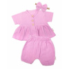 Baby Nellys 3-dielna mušelínová súpravička tunika/blúzka kraťasky čelenka ružová Baby Nellys 3-dielna mušelínová súpravička tunika/blúzka kraťasky čelenka ružová