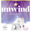 Dove Unwind Dove Advanced Care Antistress sprchový gél 225 ml + Dove Advanced Care Invisible Care antiperspirant v spreji 72h 150 ml + Dove Pink čistiace tuhé mydlo 90 g + Dove Wax Burner keramická ar Dove Unwind Dove Advanced Care Antistress sprchový gél 225 ml + Dove Advanced Care Invisible Care antiperspirant v spreji 72h 150 ml + Dove Pink čistiace tuhé mydlo 90 g + Dove Wax Burner keramická ar