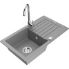 Mexen Pablo žulový kuchynský drez s 1 miskou a odkvapkávačom a kuchynskou batériou Telma, sivý - 6510-71-670200-00 Mexen Pablo žulový kuchynský drez s 1 miskou a odkvapkávačom a kuchynskou batériou Telma, sivý - 6510-71-670200-00