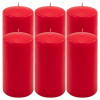 Sada stĺpových sviečok, 15 cm, Ø 7,5 cm, červená, 6 ks Sada stĺpových sviečok, 15 cm, Ø 7,5 cm, červená, 6 ks
