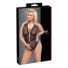 Cottelli Curves - dámske body plus size - priehľadné s vzorom - čierne - 90D/XL Cottelli Curves - dámske body plus size - priehľadné s vzorom - čierne - 90D/XL