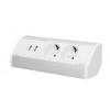Povrchová zásuvka ORNO OR-GM-9003/W-G(GS), rohové pouzdro, 2x 230V schuko, 2x USB nabíjecí, bílá-stříbrná Povrchová zásuvka ORNO OR-GM-9003/W-G(GS), rohové pouzdro, 2x 230V schuko, 2x USB nabíjecí, bílá-stříbrná