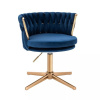 LuxuryForm DESIGN Kozmetická stolička LYON VELUR na zlatom kríži - modrá LuxuryForm DESIGN Kozmetická stolička LYON VELUR na zlatom kríži - modrá