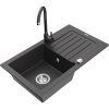 Mexen Pablo žulový drez s 1 komorou a odkvapkávačom a kuchynskou batériou Telma, čierny s bodkami - 6510-76-670200-76 Mexen Pablo žulový drez s 1 komorou a odkvapkávačom a kuchynskou batériou Telma, čierny s bodkami - 6510-76-670200-76