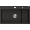 Mexen Omar, 1-komorový granitový drez 800x480x210 mm, čierna-zlatá metalíza, chrómový sifón, 6520801005-75 Mexen Omar, 1-komorový granitový drez 800x480x210 mm, čierna-zlatá metalíza, chrómový sifón, 6520801005-75