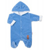 Baby Nellys Dvojvrstvový velúrový overal s kapucňou New Bunny, modrý Baby Nellys Dvojvrstvový velúrový overal s kapucňou New Bunny, modrý