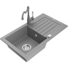 Mexen Pablo, 1-komorový granitový drez 752x436x161 mm a drezová batéria Carla, šedá, 6510-71-670700-71 Mexen Pablo, 1-komorový granitový drez 752x436x161 mm a drezová batéria Carla, šedá, 6510-71-670700-71