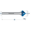 Karnasch 115110005 | K (KSK) - Kužeľová fréza 90° HP-2 3,0x3x3-38 mm, povlakované Karnasch 115110005 | K (KSK) - Kužeľová fréza 90° HP-2 3,0x3x3-38 mm, povlakované