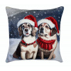 Vianočná gobelínová obliečka na vankúš Chenille s vianočným motívom psíkov s lurexom Vianočná gobelínová obliečka na vankúš Chenille s vianočným motívom psíkov s lurexom