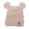 Pletená bavlněná čiapka s uškami, dvojvrstvová, Hand Made Baby Nellys, béžová, veľ. 80/86 Pletená bavlněná čiapka s uškami, dvojvrstvová, Hand Made Baby Nellys, béžová, veľ. 80/86
