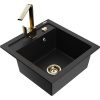 Mexen Vito granitový drez 1-komorový s kuchynskou batériou Rita, čierny - 6503-77-670300-50 Mexen Vito granitový drez 1-komorový s kuchynskou batériou Rita, čierny - 6503-77-670300-50