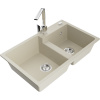 Mexen Tomas žulový drez s 2 komorami a kuchynskou batériou Rita, béžový - 6516-69-670300-00 Mexen Tomas žulový drez s 2 komorami a kuchynskou batériou Rita, béžový - 6516-69-670300-00