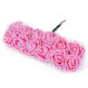 Růže na drátku / polotovar na vývazky s tylem Ø25 mm růžová Růže na drátku / polotovar na vývazky s tylem Ø25 mm růžová