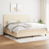 vidaXL Boxspring posteľ s matracom krémová 200x200 cm látka - Krémová - 67854-22655 vidaXL Boxspring posteľ s matracom krémová 200x200 cm látka - Krémová - 67854-22655