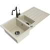 Mexen Andres granitový drez 1,5-komorový s odkvapkávacou plochou a kuchynskou batériou Carla, béžový - 6515-69-670700-70 Mexen Andres granitový drez 1,5-komorový s odkvapkávacou plochou a kuchynskou batériou Carla, béžový - 6515-69-670700-70