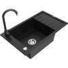 Mexen Elias žulový kuchynský drez s 1-misom s odkvapkávačom a kuchynskou batériou Telma, čierny - 6511-77-670200-70 Mexen Elias žulový kuchynský drez s 1-misom s odkvapkávačom a kuchynskou batériou Telma, čierny - 6511-77-670200-70