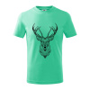 Jeleň kresba - Tričko detské bavlnené - 146 cm/10 rokov ( Mätová ) Jeleň kresba - Tričko detské bavlnené - 146 cm/10 rokov ( Mätová )