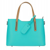 Kožená kabelka do ruky 1364 tyrkysová+koňak Made in Italy Kožená kabelka do ruky 1364 tyrkysová+koňak Made in Italy