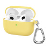 AppleMix Puzdro / obal pre Apple AirPods 3 - nálepka + karabína - silikónové - žlté AppleMix Puzdro / obal pre Apple AirPods 3 - nálepka + karabína - silikónové - žlté