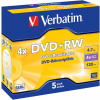 Médiá VERBATIM DVD+RW SERL 4,7 GB, 4x, šperk case 5 ks (43229) Médiá VERBATIM DVD+RW SERL 4,7 GB, 4x, šperk case 5 ks (43229)