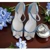Atlasové svadobné topánky ozdobnou mašľou - arktická modrá Veľkosť obuvi: 35 Atlasové svadobné topánky ozdobnou mašľou - arktická modrá Veľkosť obuvi: 35