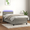 Box spring postel s matrací a LED světle šedá 100x200 cm samet Šedá 3134267 Box spring postel s matrací a LED světle šedá 100x200 cm samet Šedá 3134267