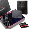 Pánsky set Pierre Cardin: Kožená peňaženka a čierny opasok – Ideálny darček, Certifikát pravosti, Darčeková taška Pánsky set Pierre Cardin: Kožená peňaženka a čierny opasok – Ideálny darček, Certifikát pravosti, Darčeková taška